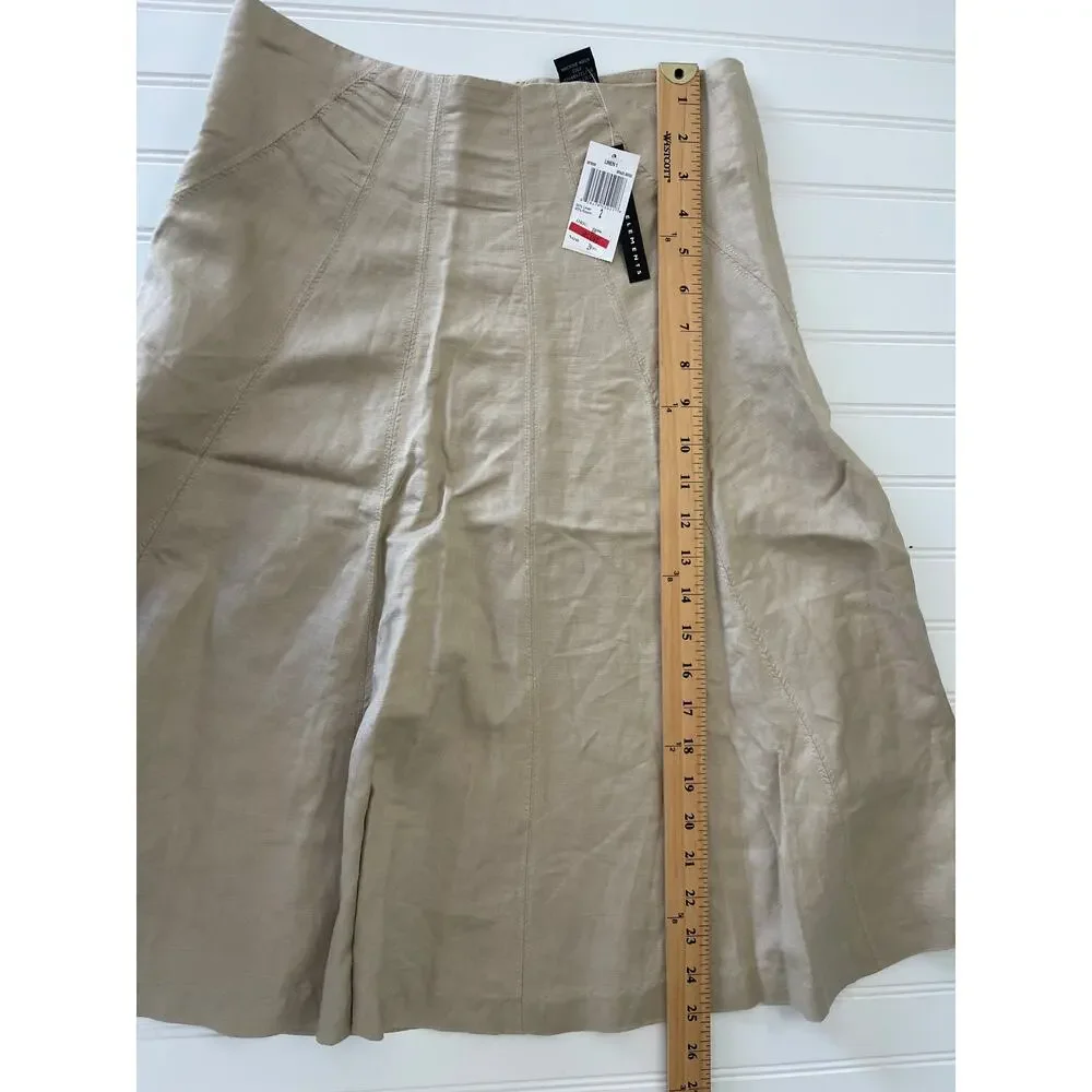 NWT Grace Elements Linen Blend Skirt Academia‎ Preppy Size Womens 2